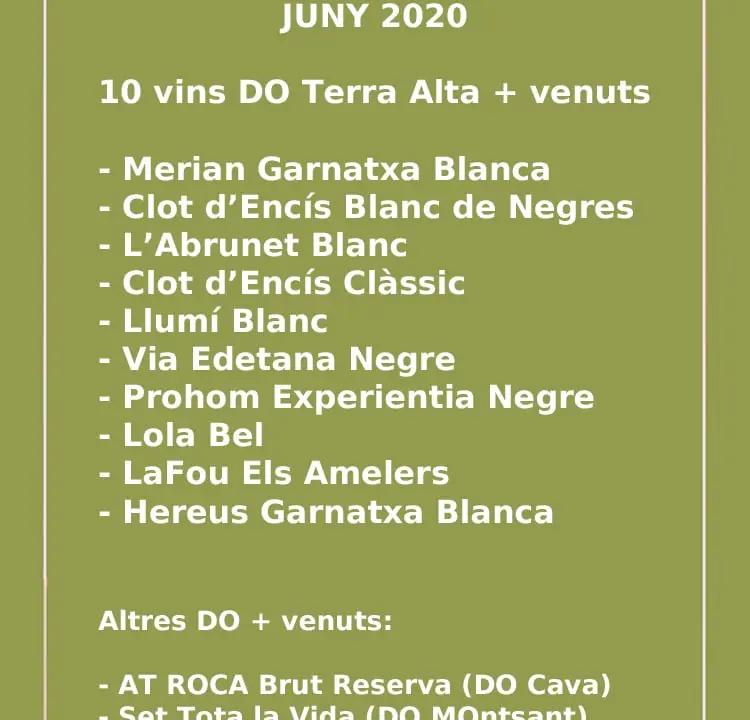 Els vins més venuts de la Terra Alta